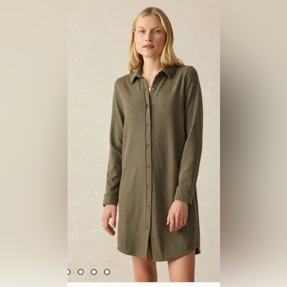 FAHERTY Legend Olive Green Button-Up Sweater Dress